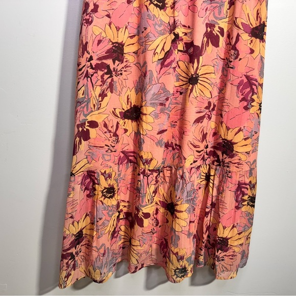 PAIGE Katharina Floral Silk Midi Dress Size Large Ruffle Feminine - Picture 14 of 16